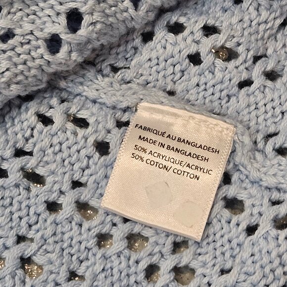 Blue Long Sleeve Crocheted Cardigan - Picture 8 of 8